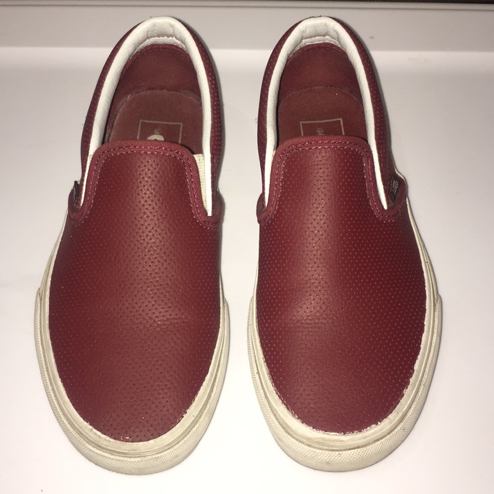Burgundy leather Vans